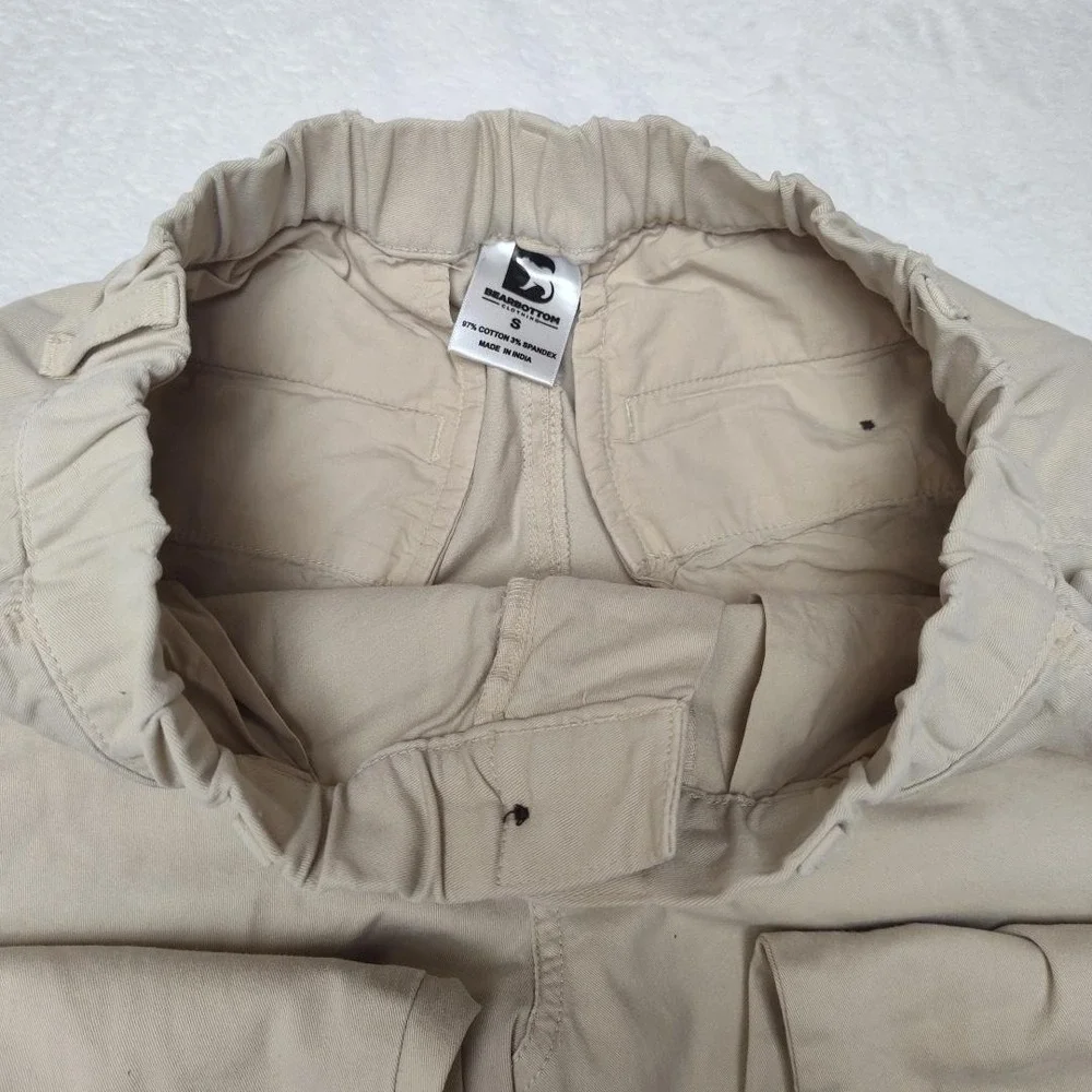 Bearbottom‎ Pants Mens 30x28 Beige Jogger Elastic Waist Cuffed Stretch Casual